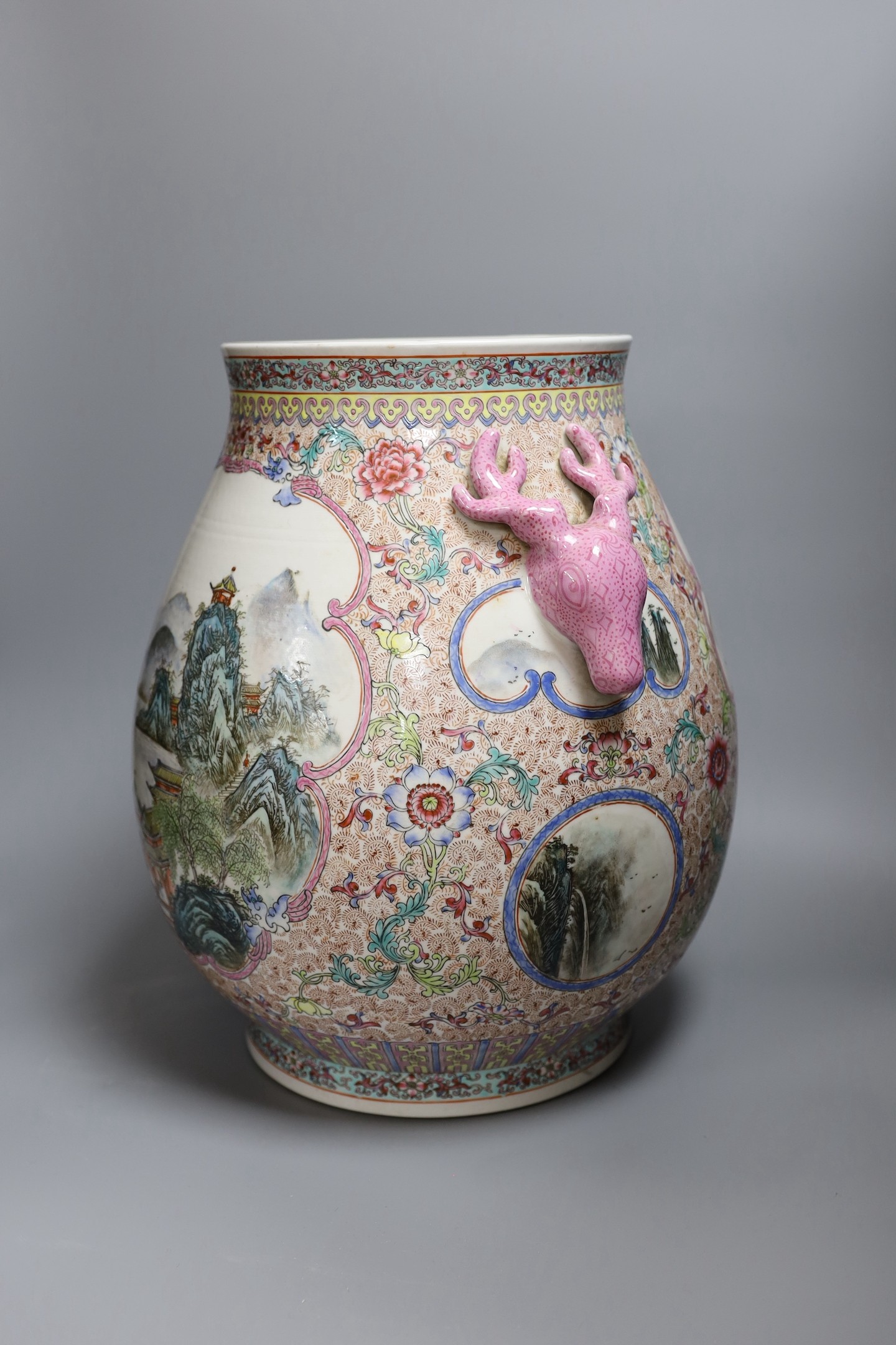 An early 20th century Chinese famille rose vase, 36cm